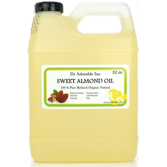 Dr Adorable - 32 oz - Sweet Almond Oil - 100% Pure Natural Organic Cold Pressed