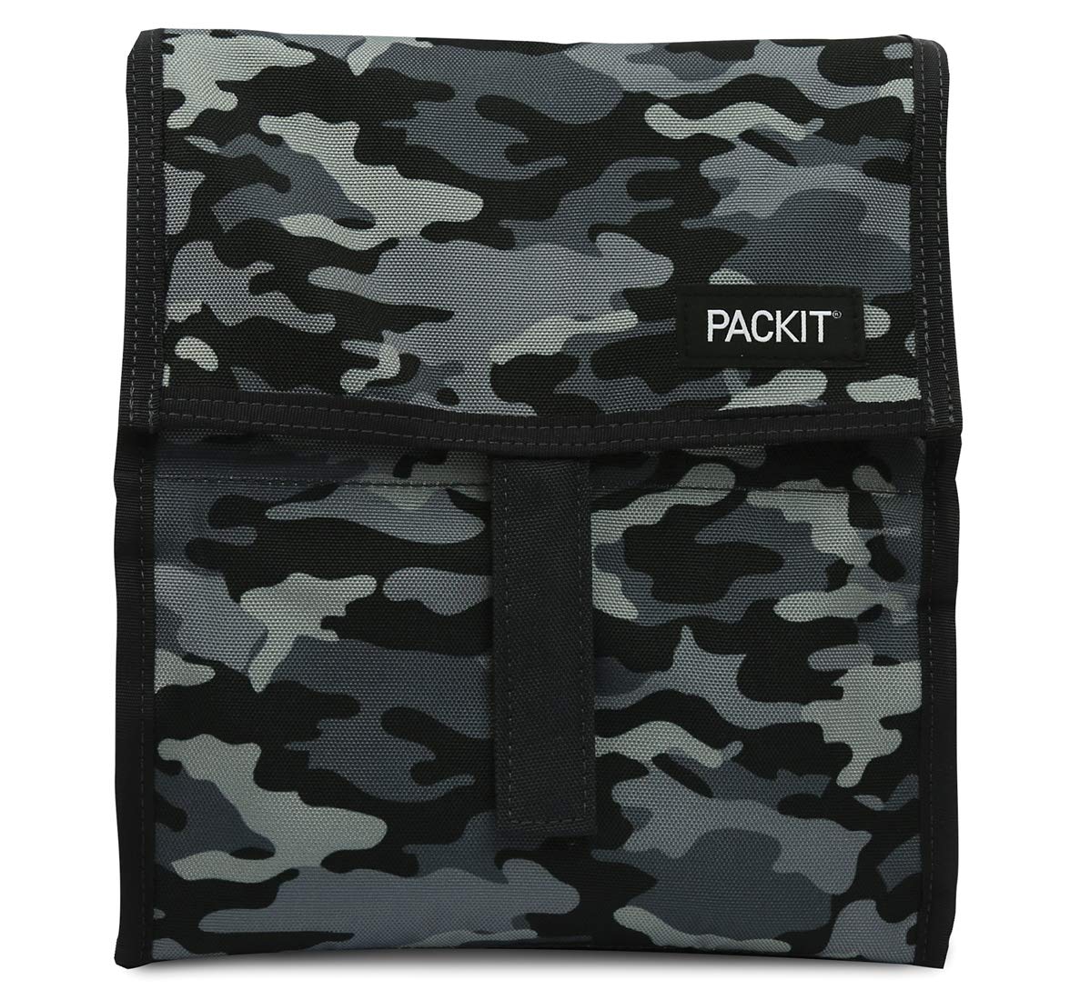 PackIt Freezable Lunch Bag, Charcoal Camo, Built with EcoFreeze Technology, Foldable, Reusable, Zip and Velcro Closure with Buckle Handle, Perfect for Lunches