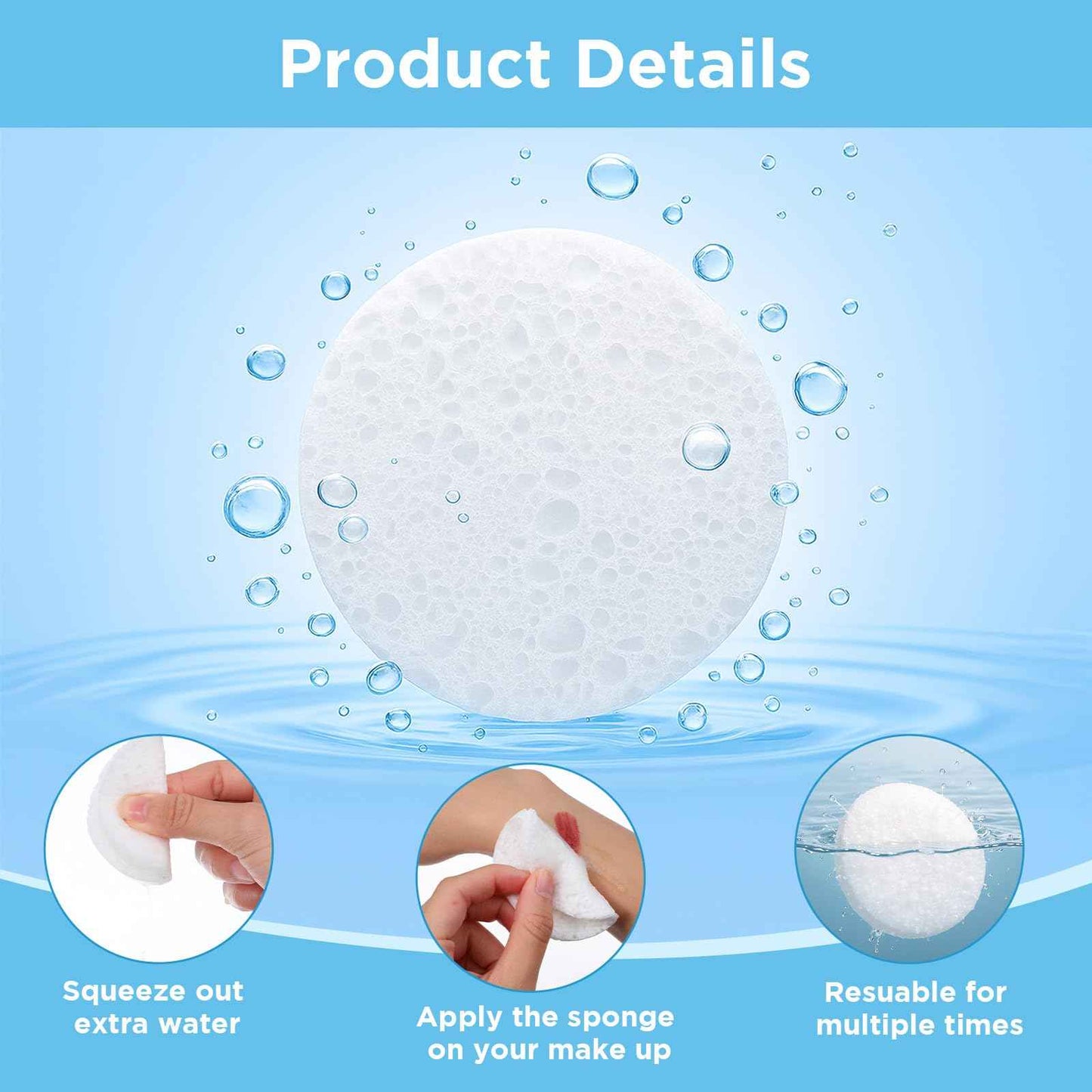 300 Count Compressed Facial Sponges Disposable Exfoliating Pads Face Cleansing Sponges Professional Cosmetic Makeup Spa Spong for Facial Cleansing, Exfoliating, Makeup Removal