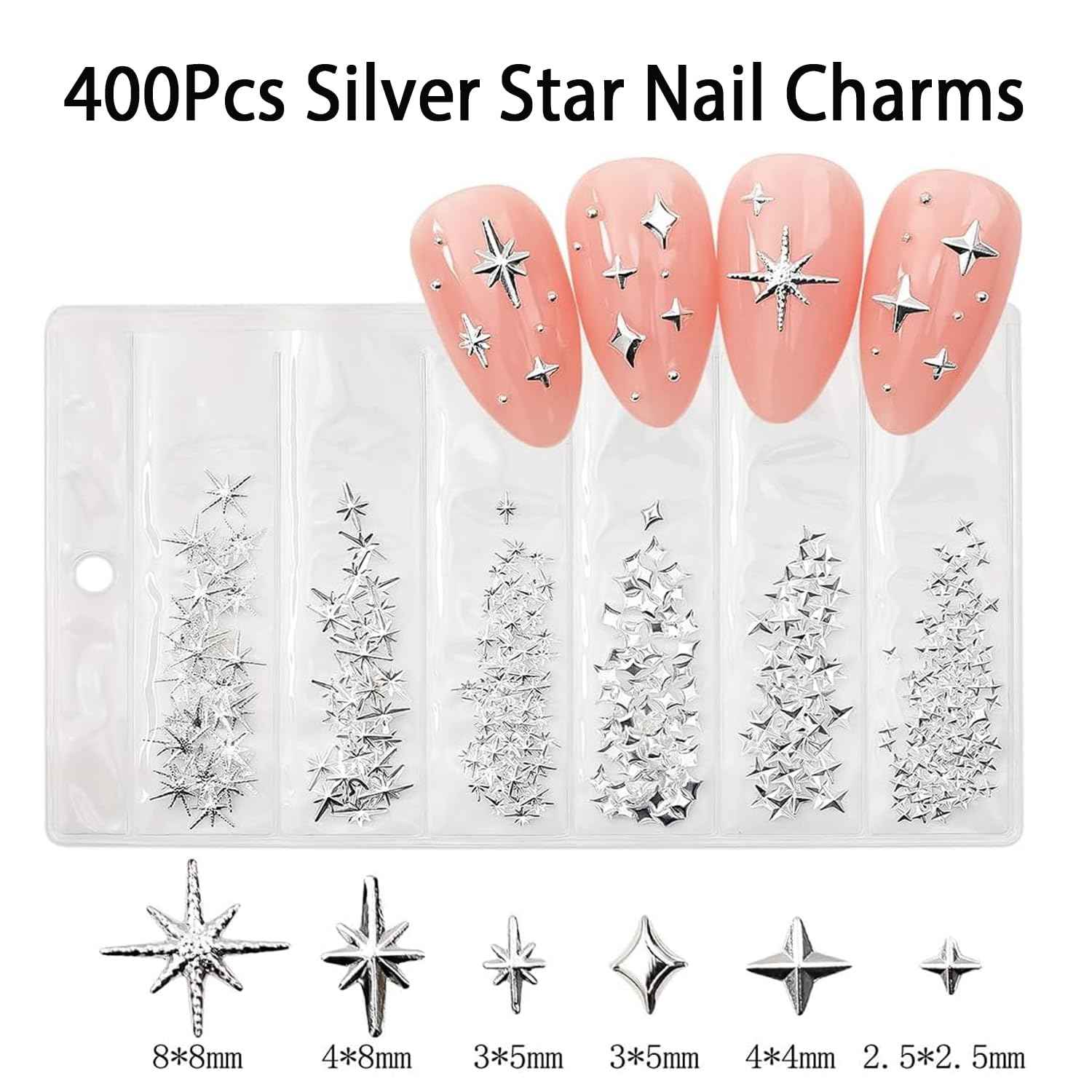 800Pcs Nail Charms - TemBelle Star Nail Charms Bulk Set Nail Art Rhinestones Accessories Supplies