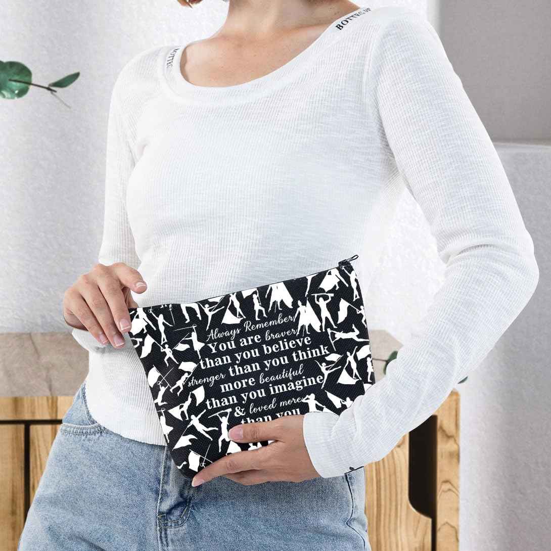 G2TUP Color Guard Gift Makeup Bag Flags Cosmetic Bag You're Braver Than You Believed Colorguard Gift