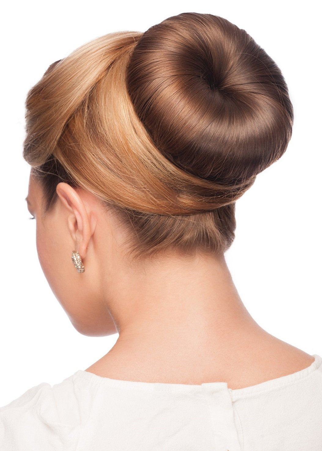 Beaute Galleria Hair Donut Bun Maker Ring Style Mesh Chignon Ballet Sock Bun (Medium, Beige/Blonde)