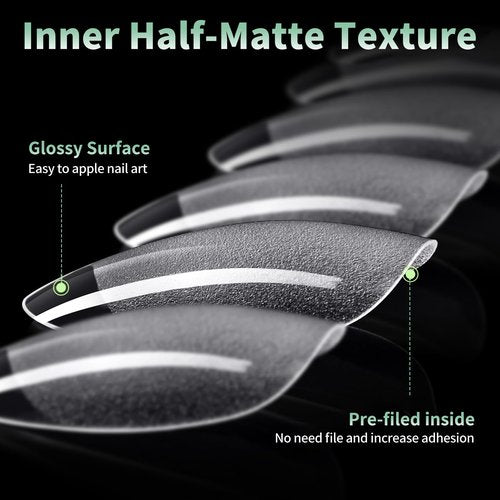 Extra Short Almond Nail Tips, 216pcs Acrylic Fake Nails Soft Gel X Nail Tips, Full Cover Pre-Shaped Matte Clear Press on Nails for Extension, Diy at Home Manicure 12 Sizes
