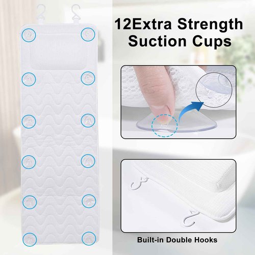 Full Body Bath Pillow (Neck, Back & Body Support), Full Body Bathtub Pillow, Women's Bathtub Pillow Woman Bathtub Accessory,White