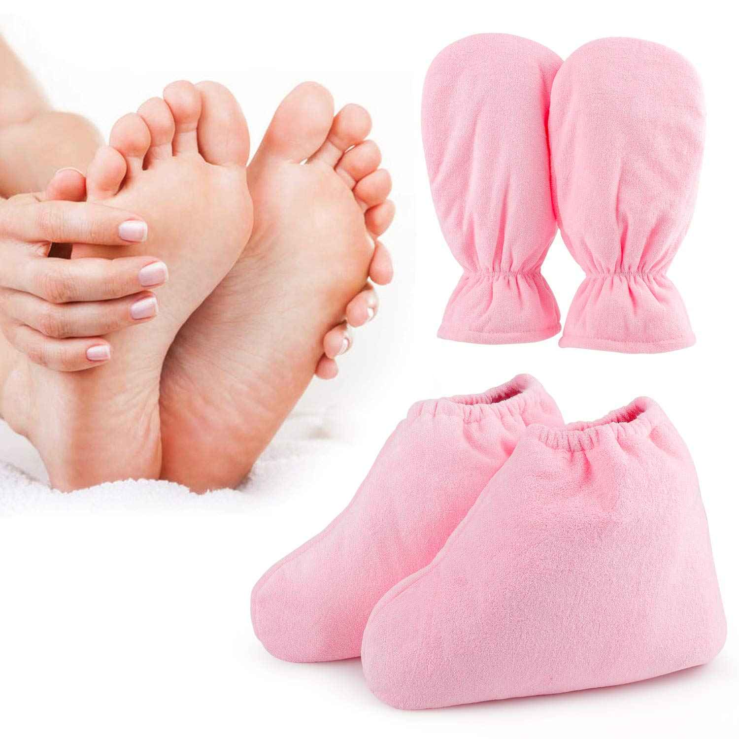 Paraffin Wax Gloves for Hand and Feet, Segbeauty Larger Thicker Paraffin Heated Mitten Foot Liners, Pink Gloves & Socks for Hot Wax Hand thera-py Thermal treat-ment Wax Warmer Paraffin Wax Machine
