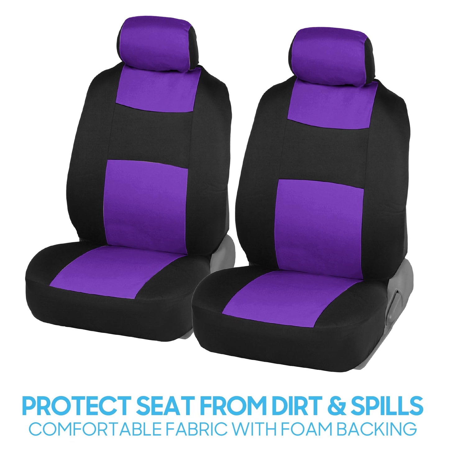 BDK PolyPro Car Seat Covers Full Set in Purple on Black – Front and Rear Split Bench Seat Covers, Easy to Install, Car Accessories for Auto Trucks Van SUV