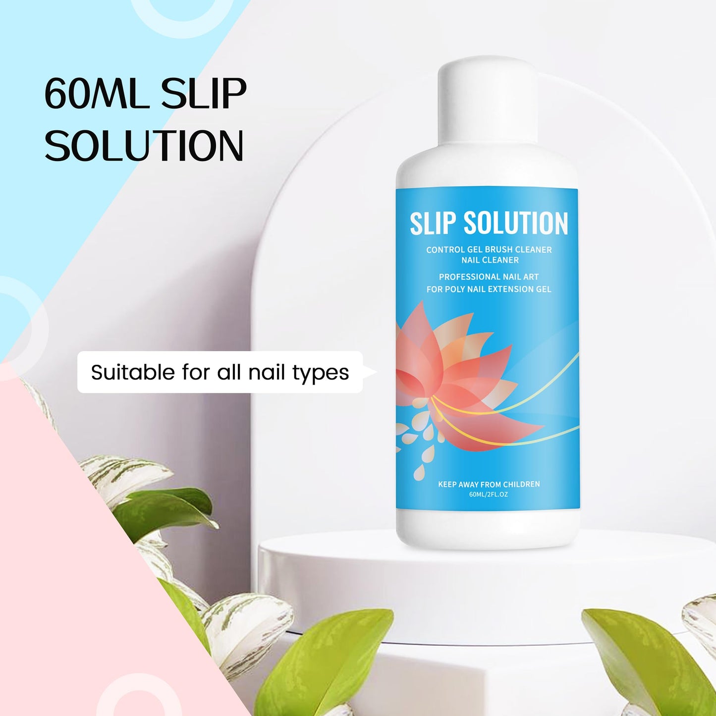 SULLMAR Slip Solution Kit A Nail Extension Gel Liquid Slip Solution for Nails with Brush for Poly Nail Gel Easy DIY Poly Nail Gel Nail 60ml