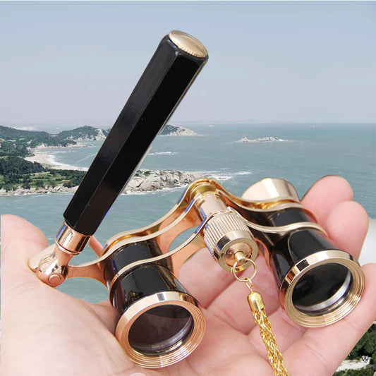 Yourelexit® Opera Glasses Binoculars Lorgnette Theater Optical Glasses Mini Compact Lightweight Built-in Foldable Adjustable Handle with Neck Chain Vintage Adults Kids Women in Musical Concert Cinema