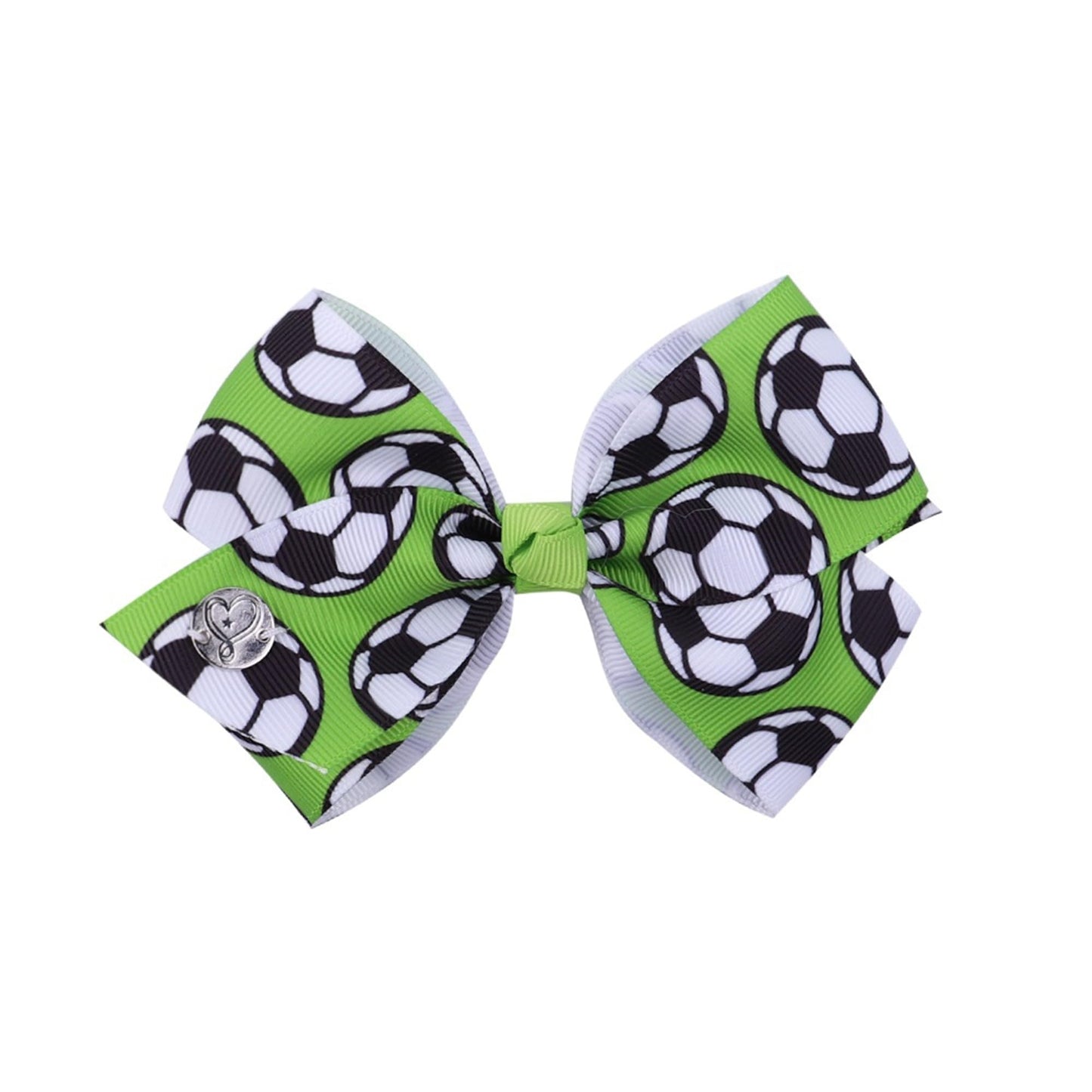 Soccer Ribbon Bow Hair Clips soccer bows Hair Accessories for girls.(FJ27) (Z1)