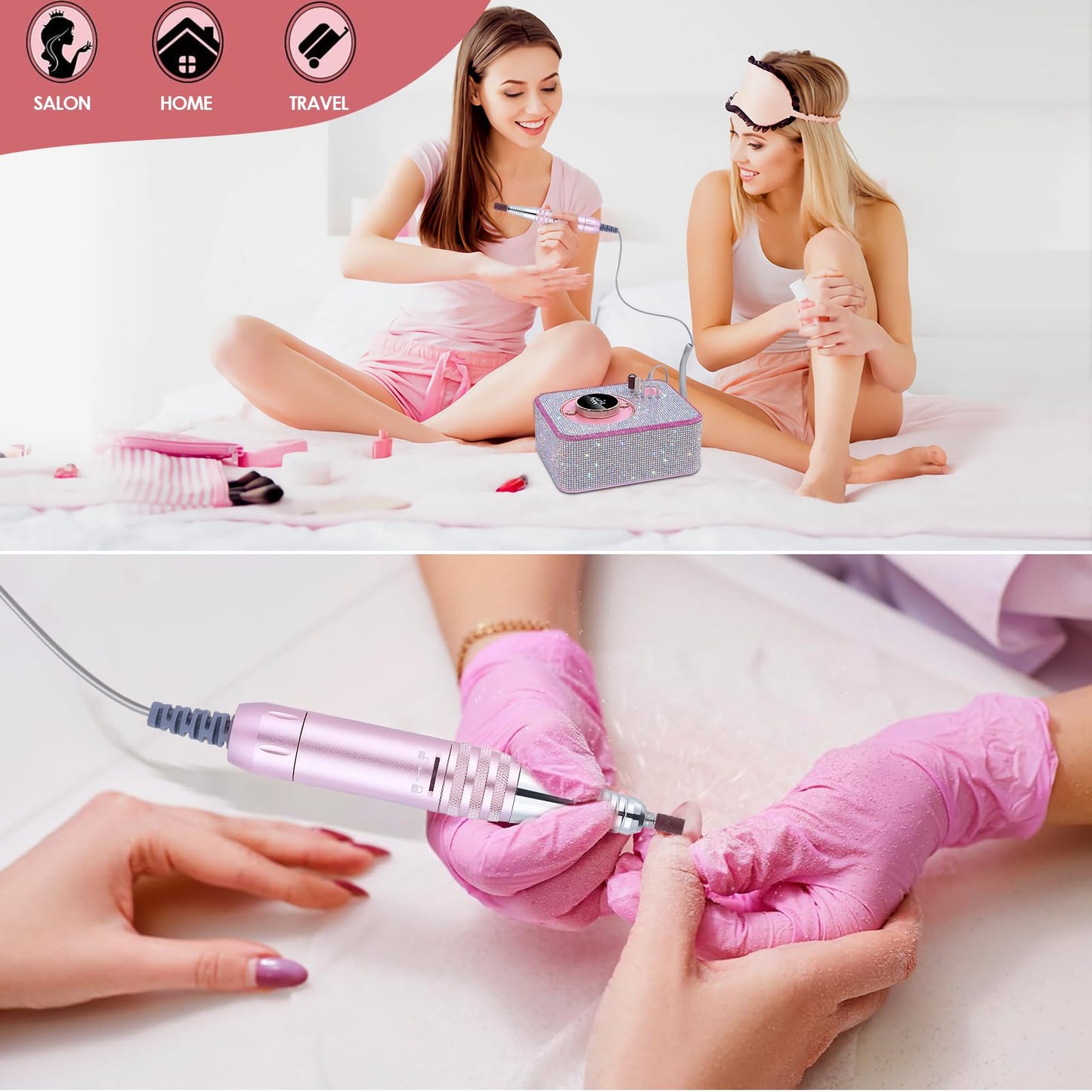 ANBEISTEE Professional Rechargeable 35000 RPM Electric Nail Drill, Portable Nail File Kit for Any Manicure, Pedicure, Ideal Nail Art Tools, Designed for Salon, Home