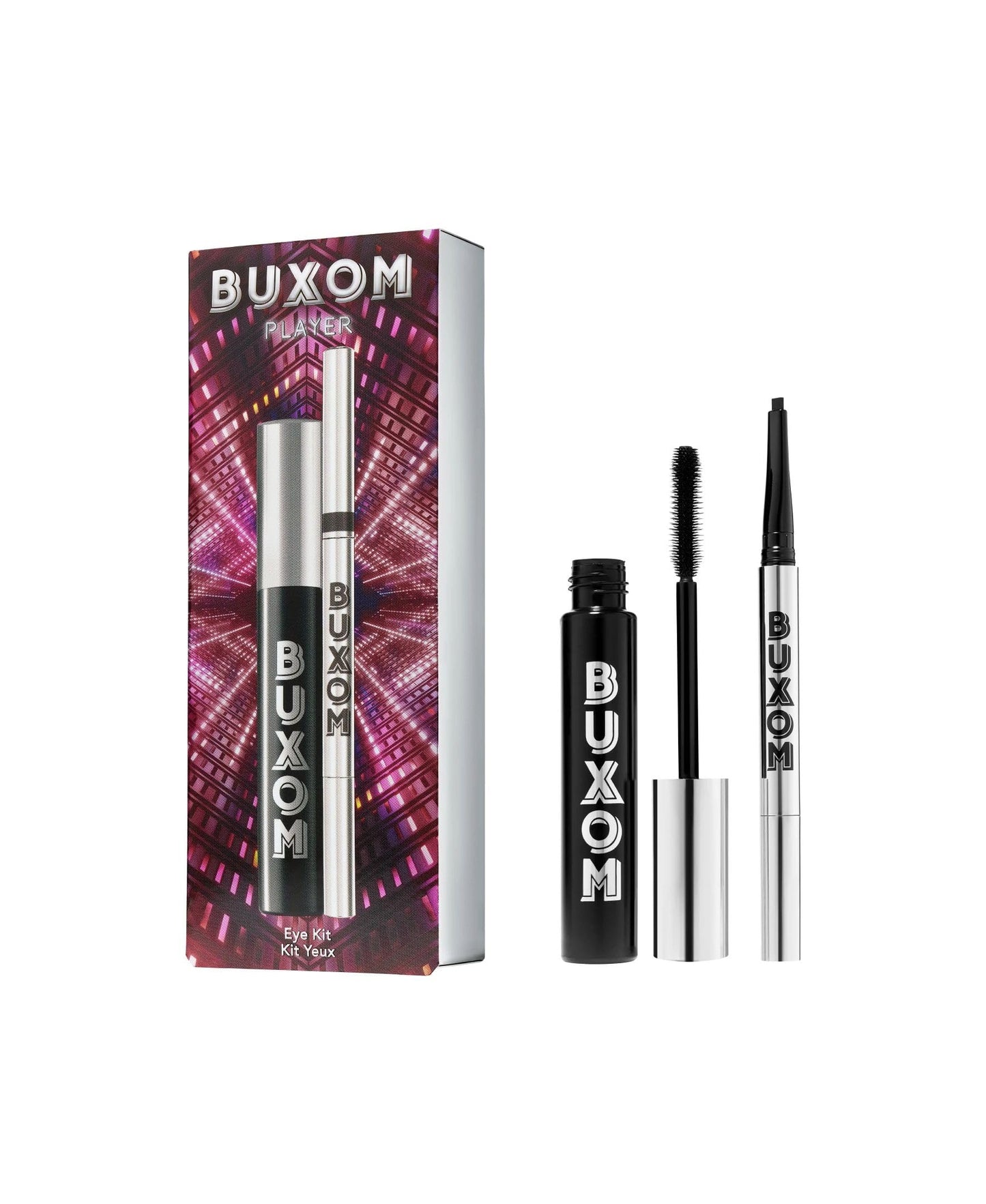 BUXOM Player Mascara & Eyeliner Set, Lash Volumizing Mascara, Power Line Lasting Eyeliner, Creamy Retractable Eye Liner, Full-Size Set of 2