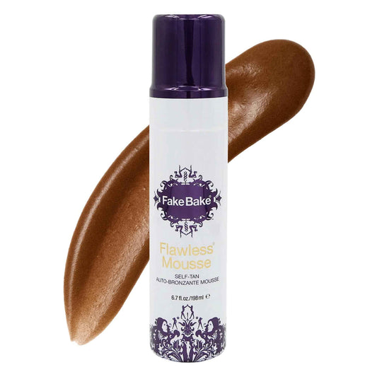 Fake Bake Flawless Self Tanning Mousse Streak-Free, Long-Lasting Natural Glow For All Skin Tones Women & Men - Sunless Tanner Includes Mitt For Easy Application, Black Coconut Scent - 6.7 oz