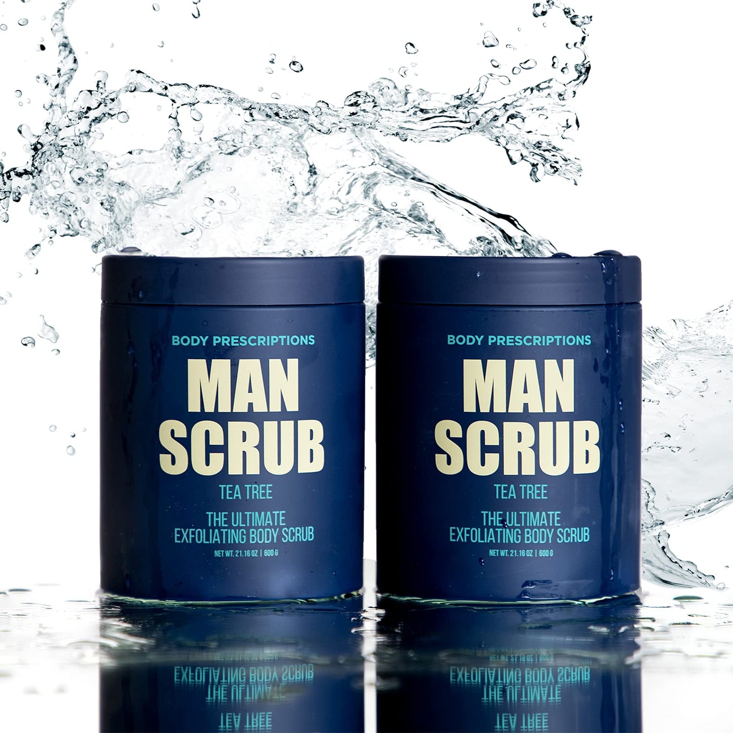 Body Prescriptions Body Scrub for Men-2 Pack Ultimate Exfoliating Scrub Infused with Tea Tree, in Jar with Twist Top