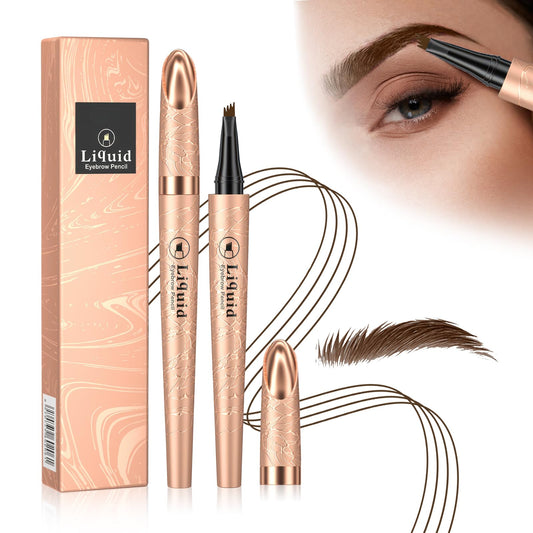 2024 New Magic 4-Tip Eyebrow Pencil - Upgraded 3D Long-Lasting Waterproof Microblading Eye brow Pencil Contouring Pen, Creating Natural Looking Brows Effortlessly (Dark Brown,02#)