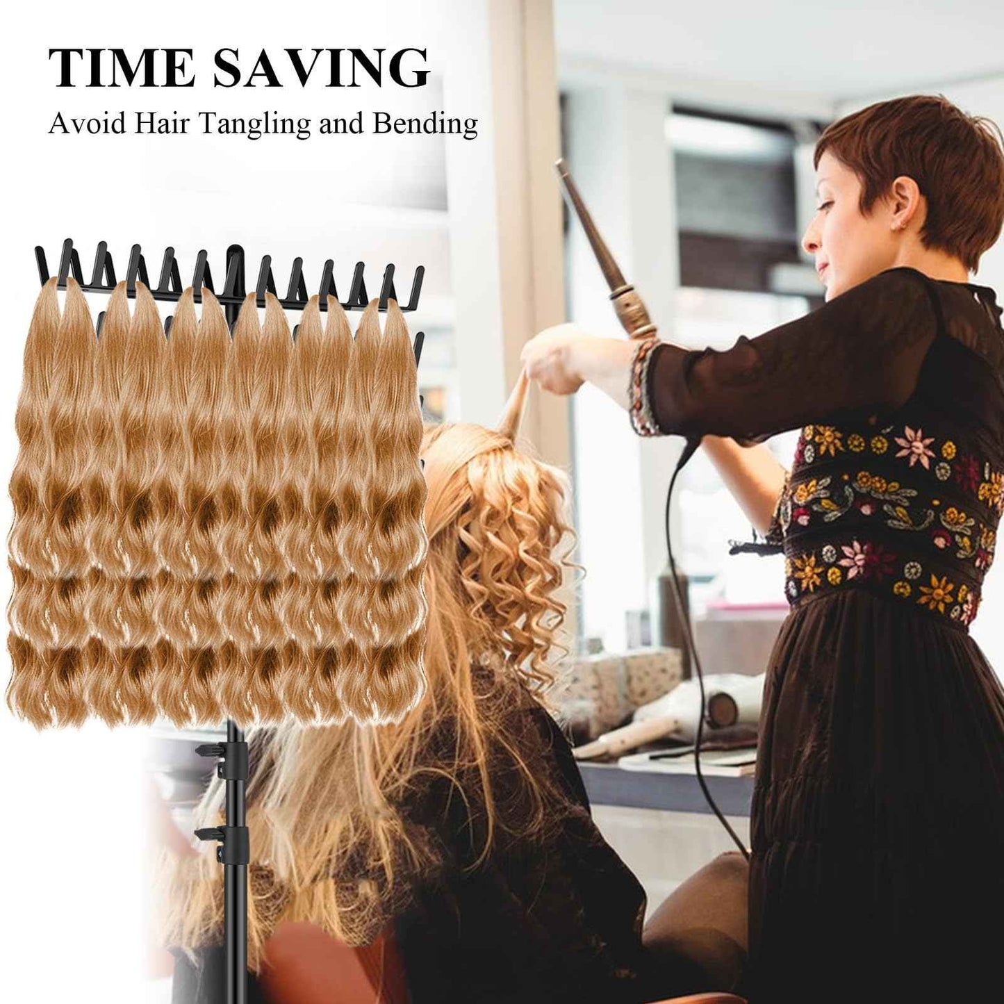 JANMPASK Braiding Hair Rack Height Adjustable 144 Pegs Braiding Rack Hair Extension Holder with Hair Braiding Tools Hair Divider Rack for Braiding Hair Separator Stand (black)