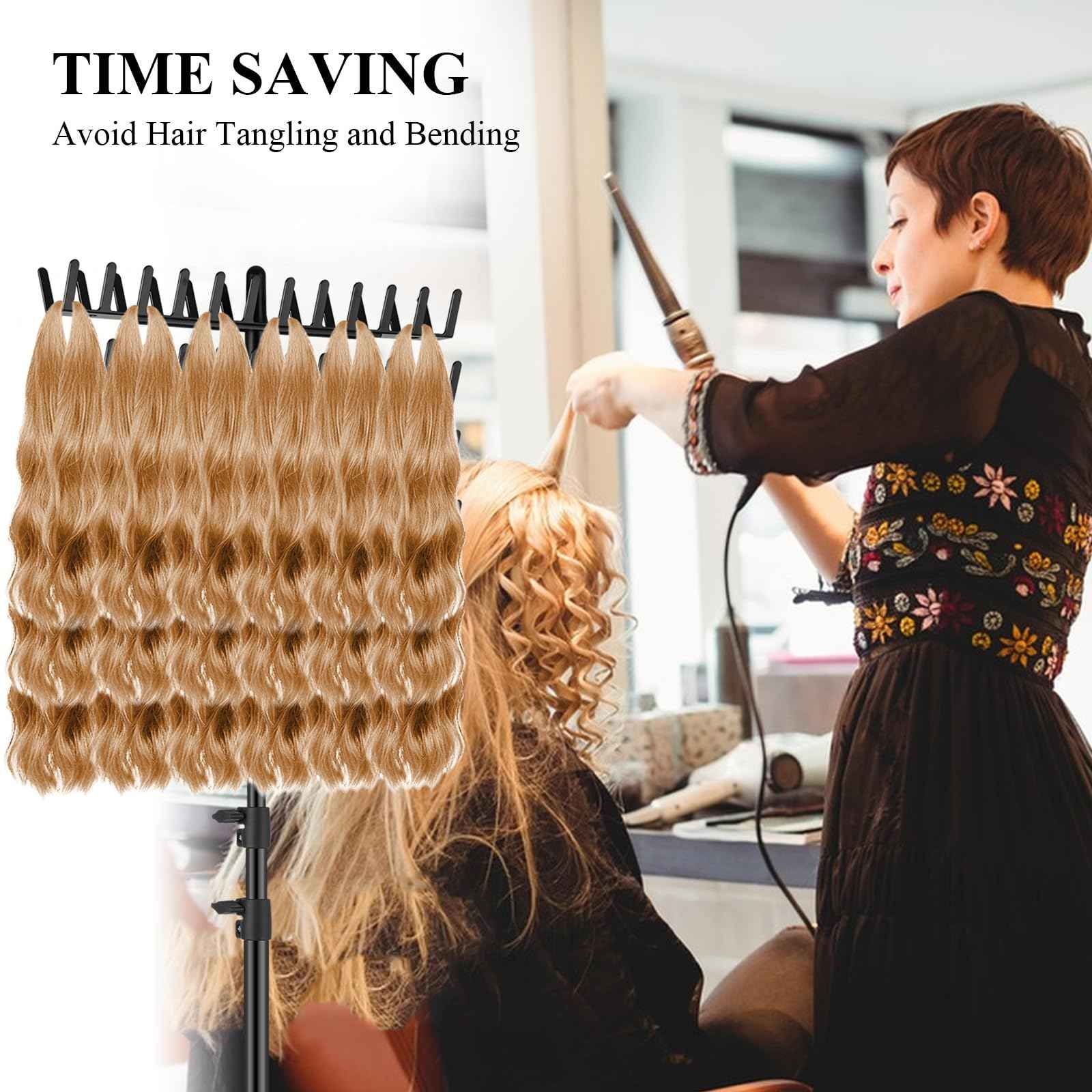 JANMPASK Braiding Hair Rack Height Adjustable 144 Pegs Braiding Rack Hair Extension Holder with Hair Braiding Tools Hair Divider Rack for Braiding Hair Separator Stand (black)