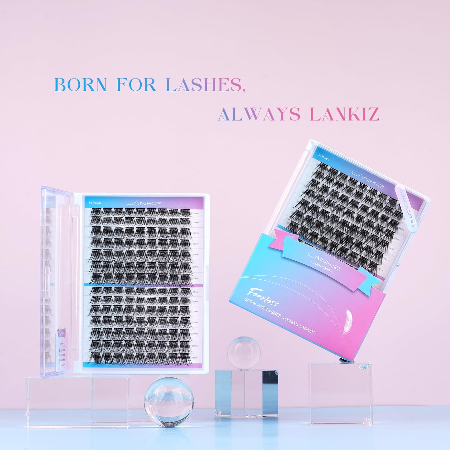 LANKIZ Lash Clusters DIY Lash Extensions, C+D Individual Lashes Mix Curl, Volume Wispy Cluster Lashes, 10-16mm Cluster Eyelash Extensions, 126pcs Wide Stem Soft Lashes that Look Like Extensions