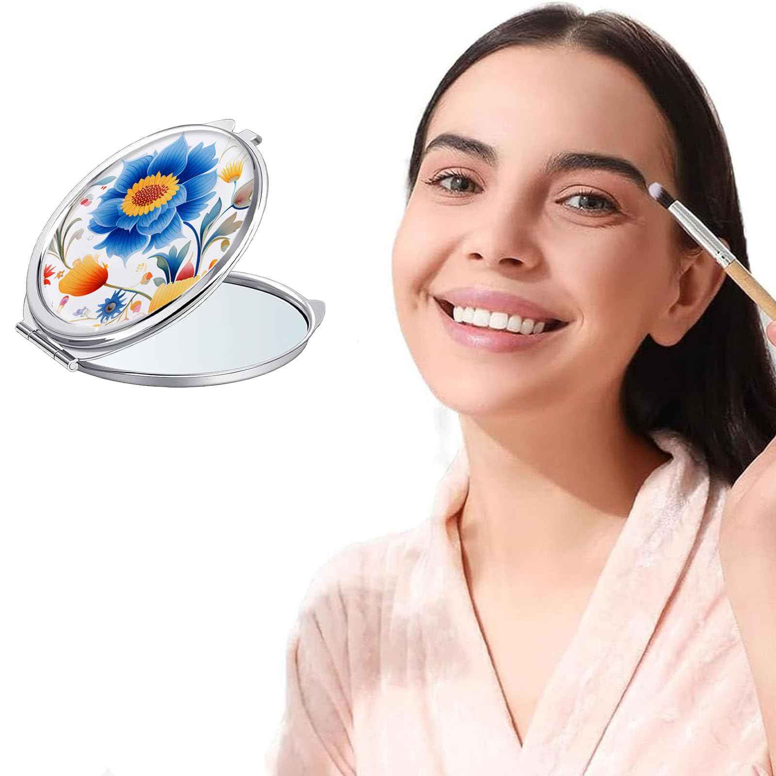 Frinnovan 18 Pack Sublimation Blanks Pocket Mirror Cosmetic Compact Travel Folding Mirrors for Makeup Women Wending Party Cute Round Shaped