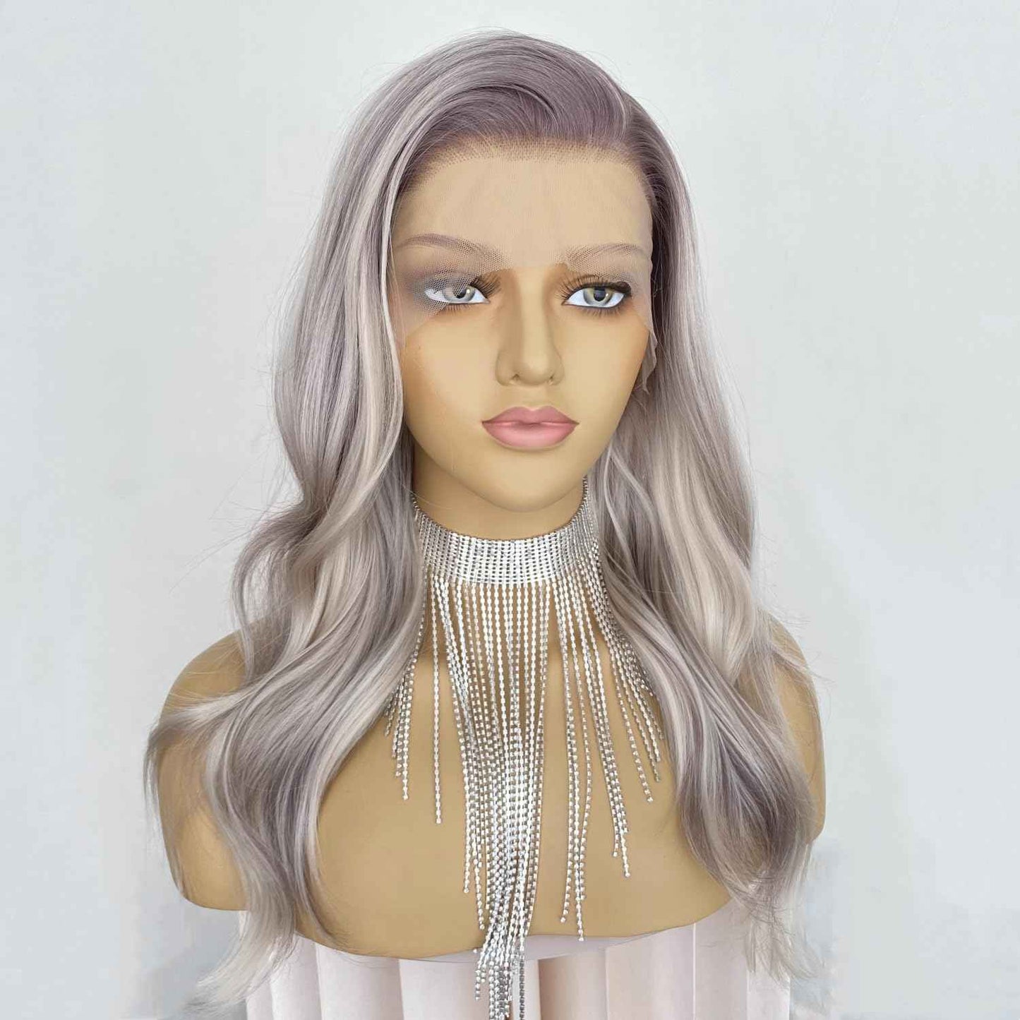 CIMITIKI Highlight Ash Blonde with Brown Colored 13x4 Lace Front Wig Ready to Wear HD Glueless 18Inch Body Wave Pre plucked Natural Hairline for Women