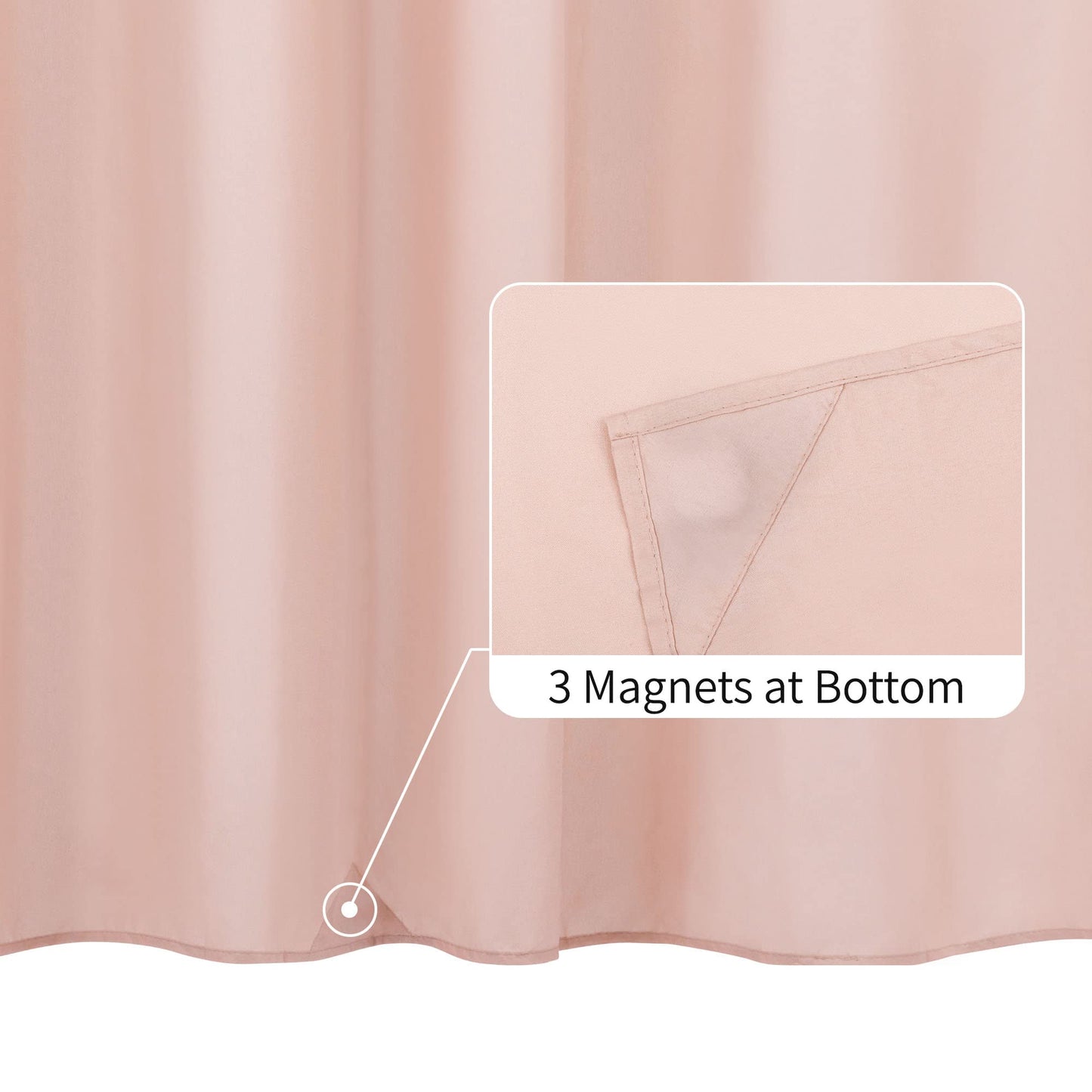 ALYVIA SPRING Pink Shower Curtain Liner Fabric with 3 Magnets - Waterproof Soft Hotel Quality Cloth Shower Curtain for Bathroom, Light-Weight & Machine Washable - Standard Size 72x72, Blush Pink