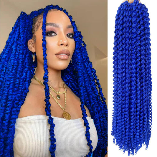 18Inch Passion Twist Hair 1Pack Passion Twist Crochet Hair Water Wave Crochet Hair (18 Inch (Pack of 1), Blue) …