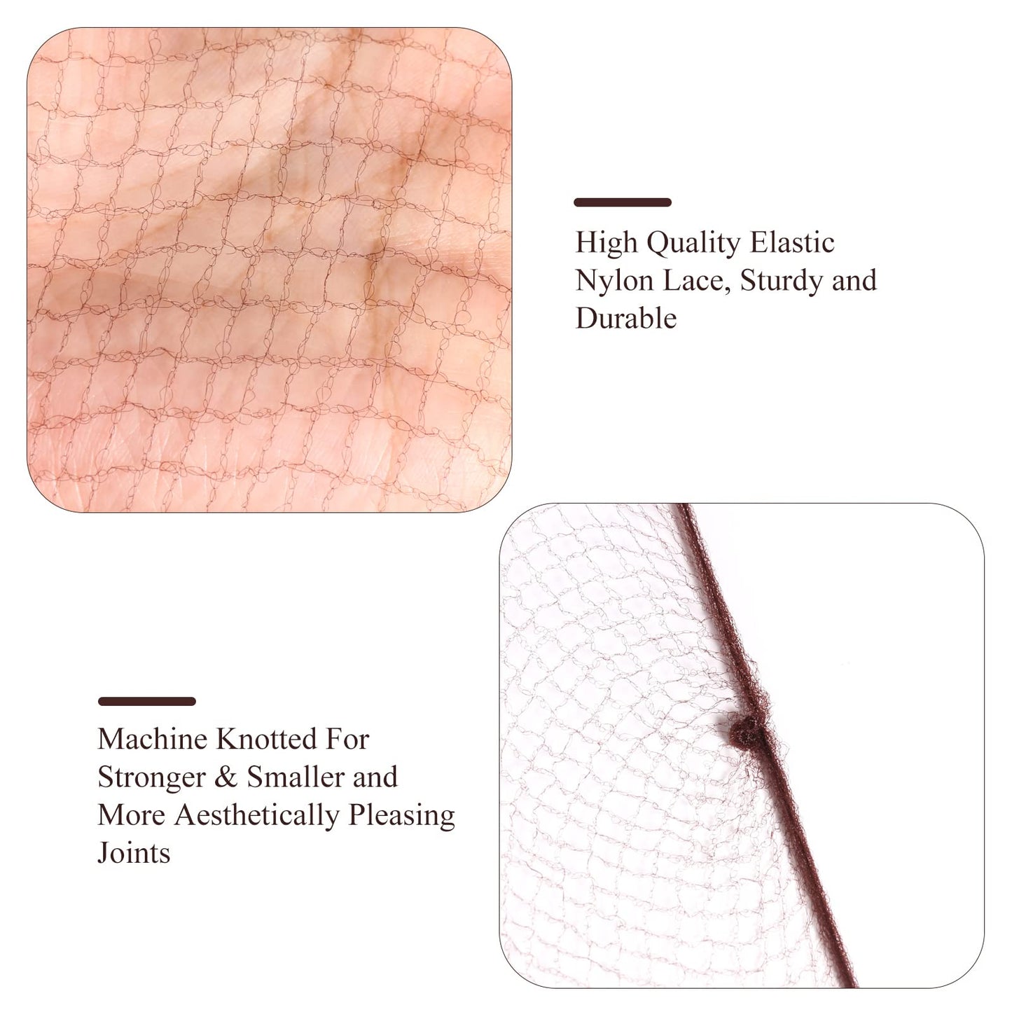 KKTOCHVC 15pcs 20 Inches Reusable Hair Nets Invisible Hairnets Elastic Edge Mesh 50cm (Light Coffee-30pcs)