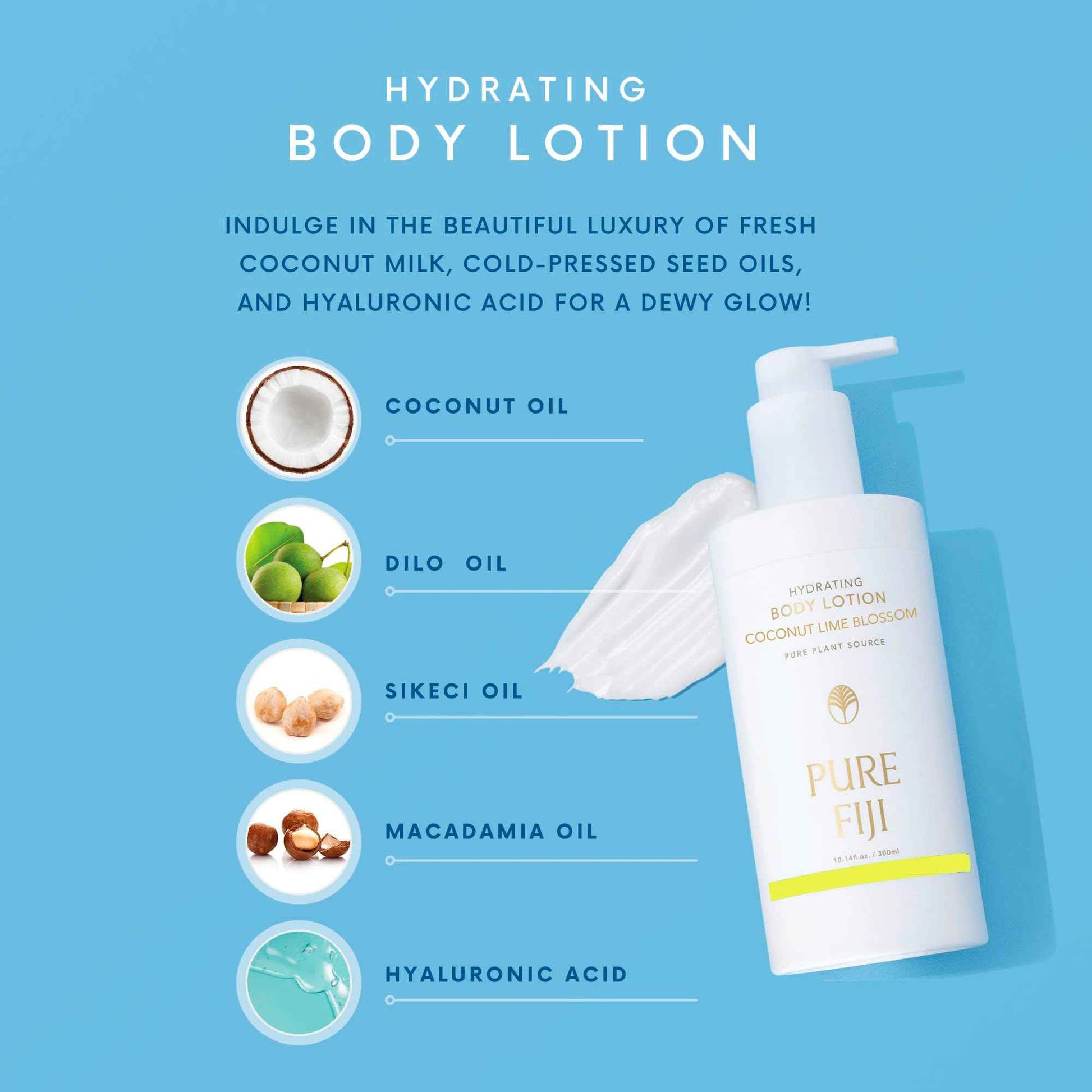 PURE FIJI Hydrating Body Lotion, Coconut Lime Blossom (10.14 Fl.Oz /300ml)