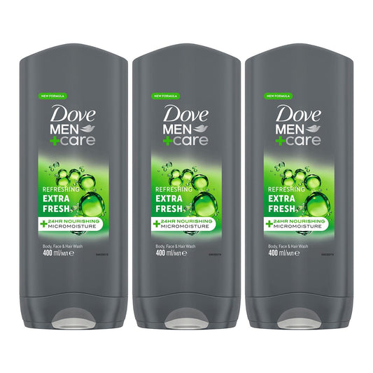 Dove Men+Care Extra Fresh body cleanser with MicroMoisture technology Body and Face Wash for hydrated and healthy skin 400 ml pack of 3