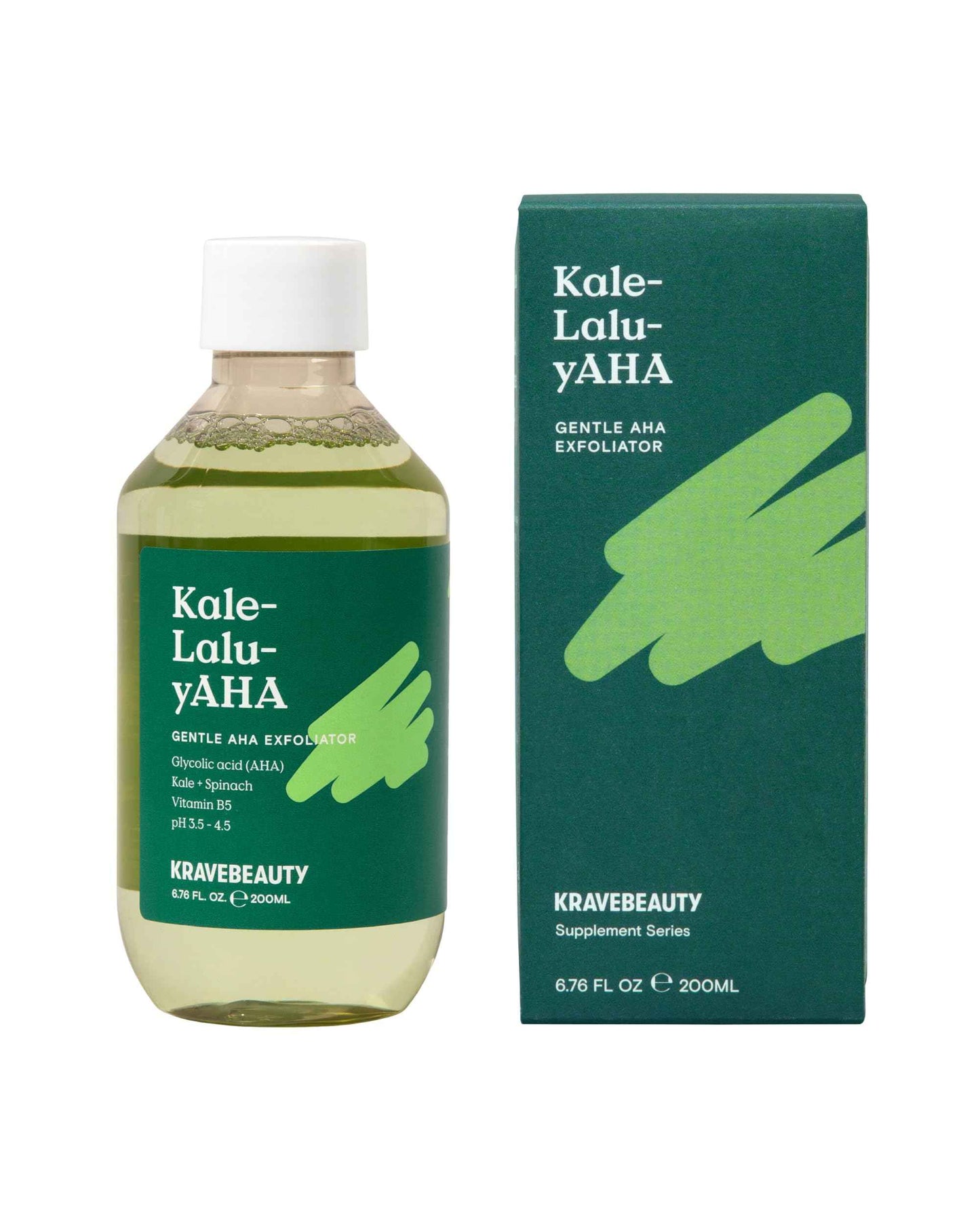 KraveBeauty Kale-Lalu-yAHA – K-Beauty Gentle 5.25% AHA Exfoliator, Glycolic & Hyaluronic Acid, Unclogs Pores & Hydrates, Vegan & Cruelty-Free, 6.76 fl oz