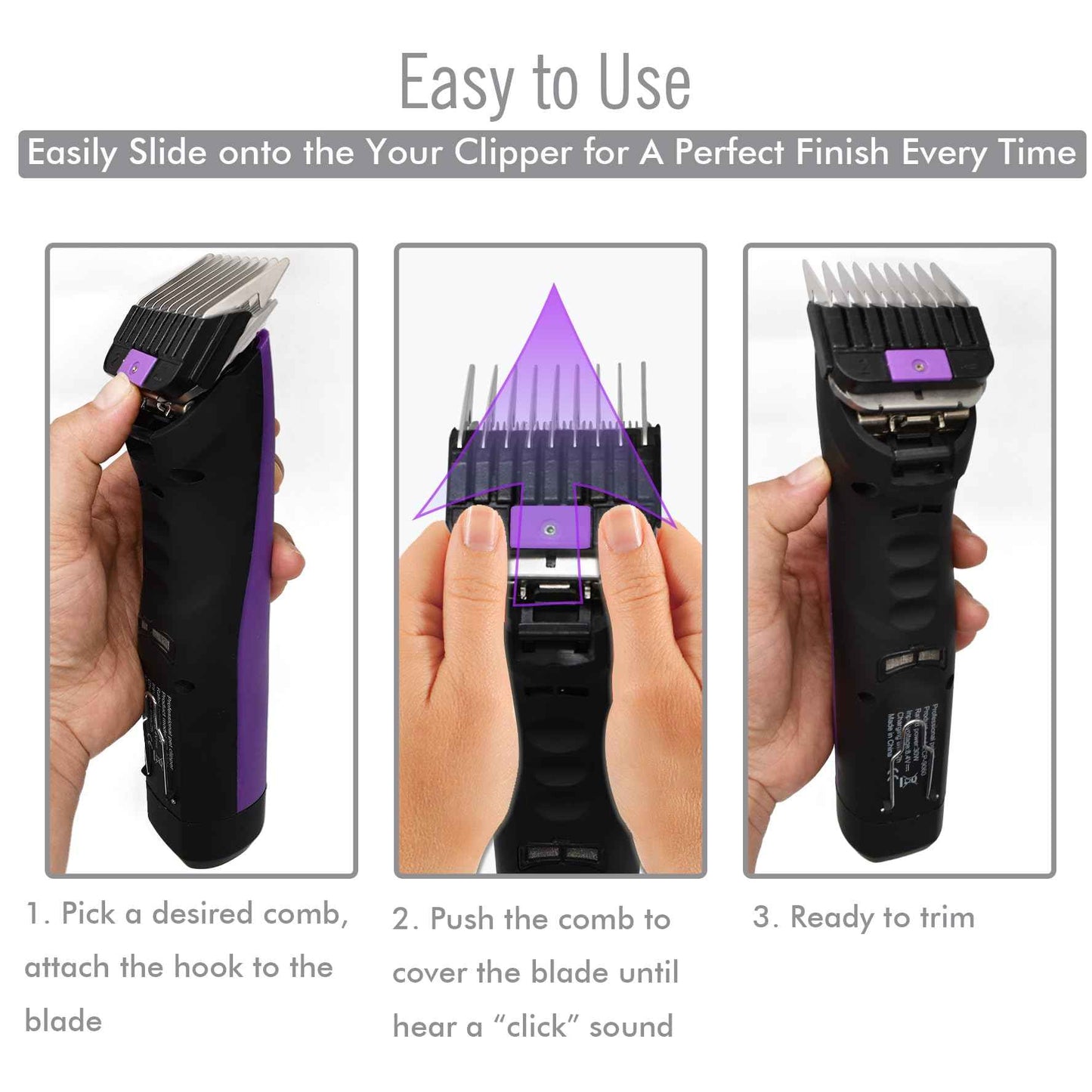 Professional A5-Style Animal Clipper Stainless Steel Color-Coded Snap-on Attachment Guard Guide Comb, 1/8"-1" Compatible with Wahl KM Series Oster A5 Andis Detachable Blade Pet Dog Groomers (#2-1/4")