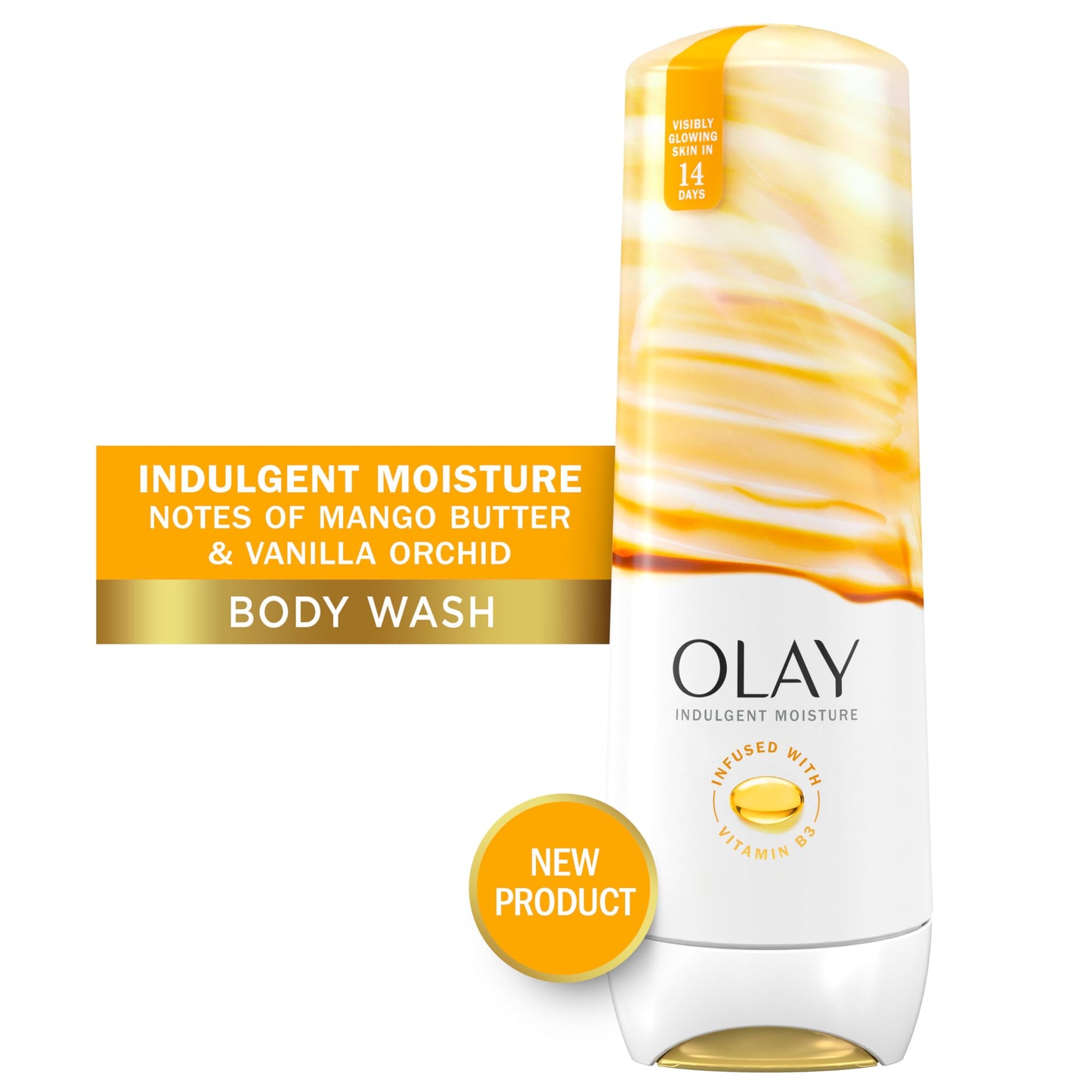 Olay Indulgent Moisture Body Wash for Women, Infused with Vitamin B3, Notes of Mango Butter and Vanilla Orchid Scent, 20 fl oz