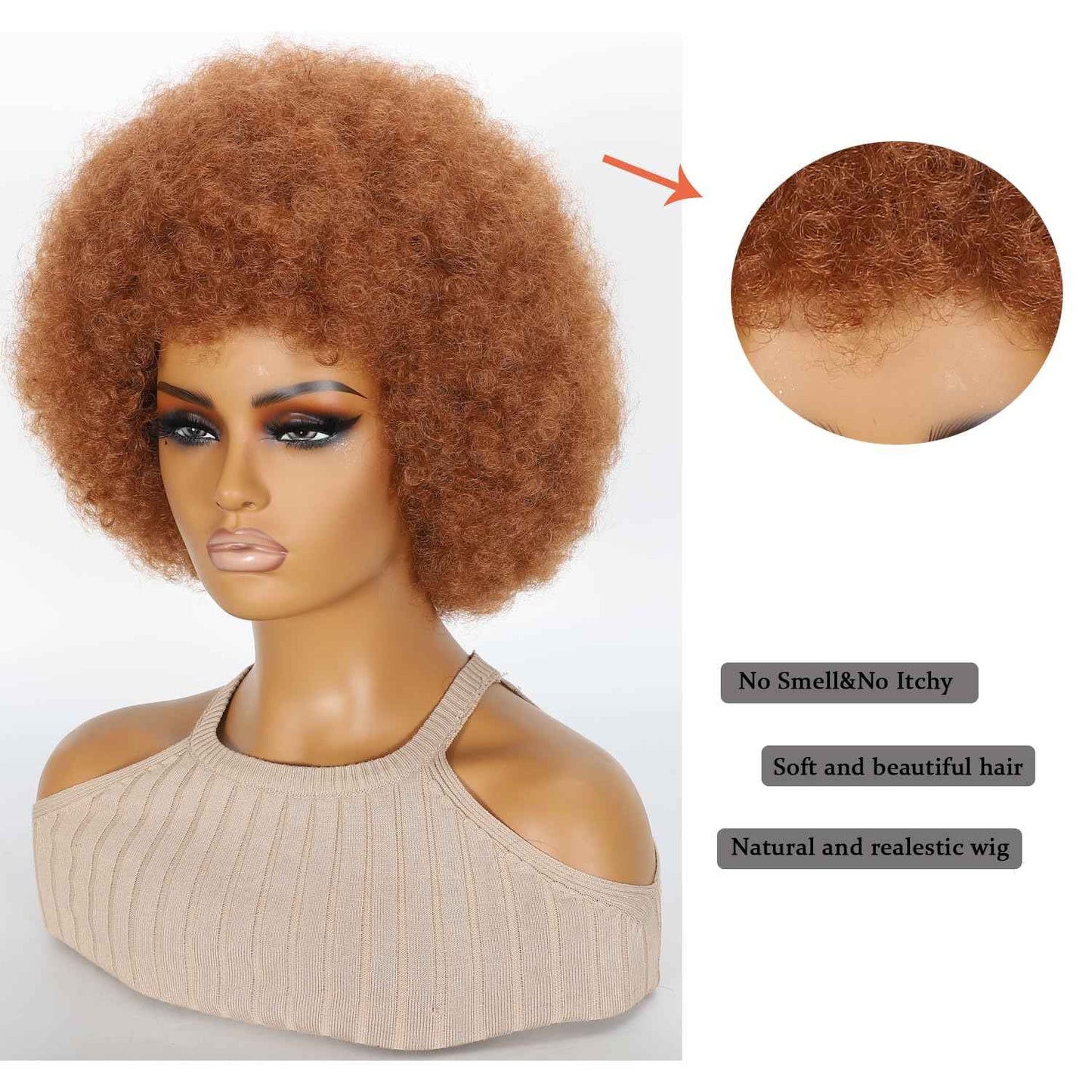 HOTJAR Afro Wigs for Black Women 70s Mixed Brown Afro Kinky Curly Wig Bouncy Huge Fluffy Puff Wigs Synthetic Hair for Cosplay Daily and Party (30#)