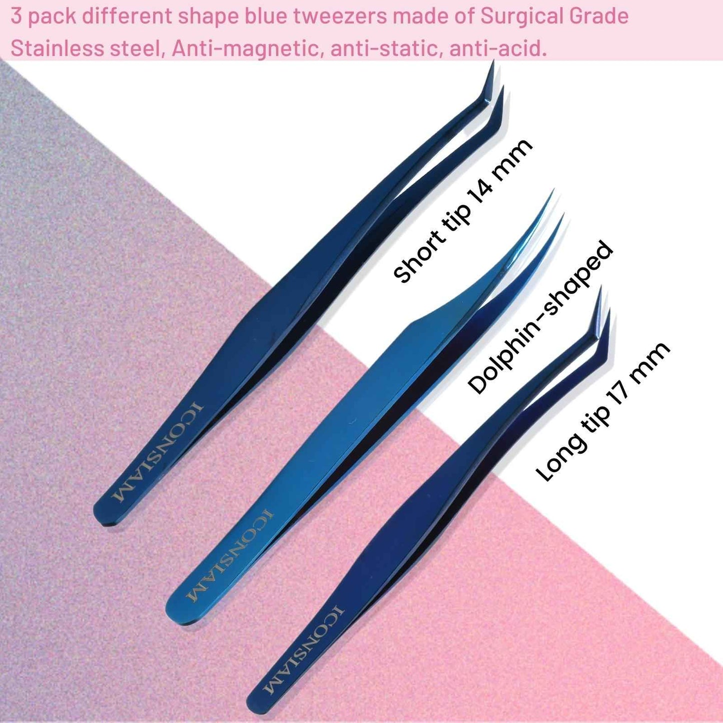 Eyelash Extensions Tweezers 3 Pieces Dolphin Shaped Tweezers and Curved Tip Tweezers for Eyelash Extensions Precision Lashes Tweezers Professional Tools for Isolation Classic Tweezers