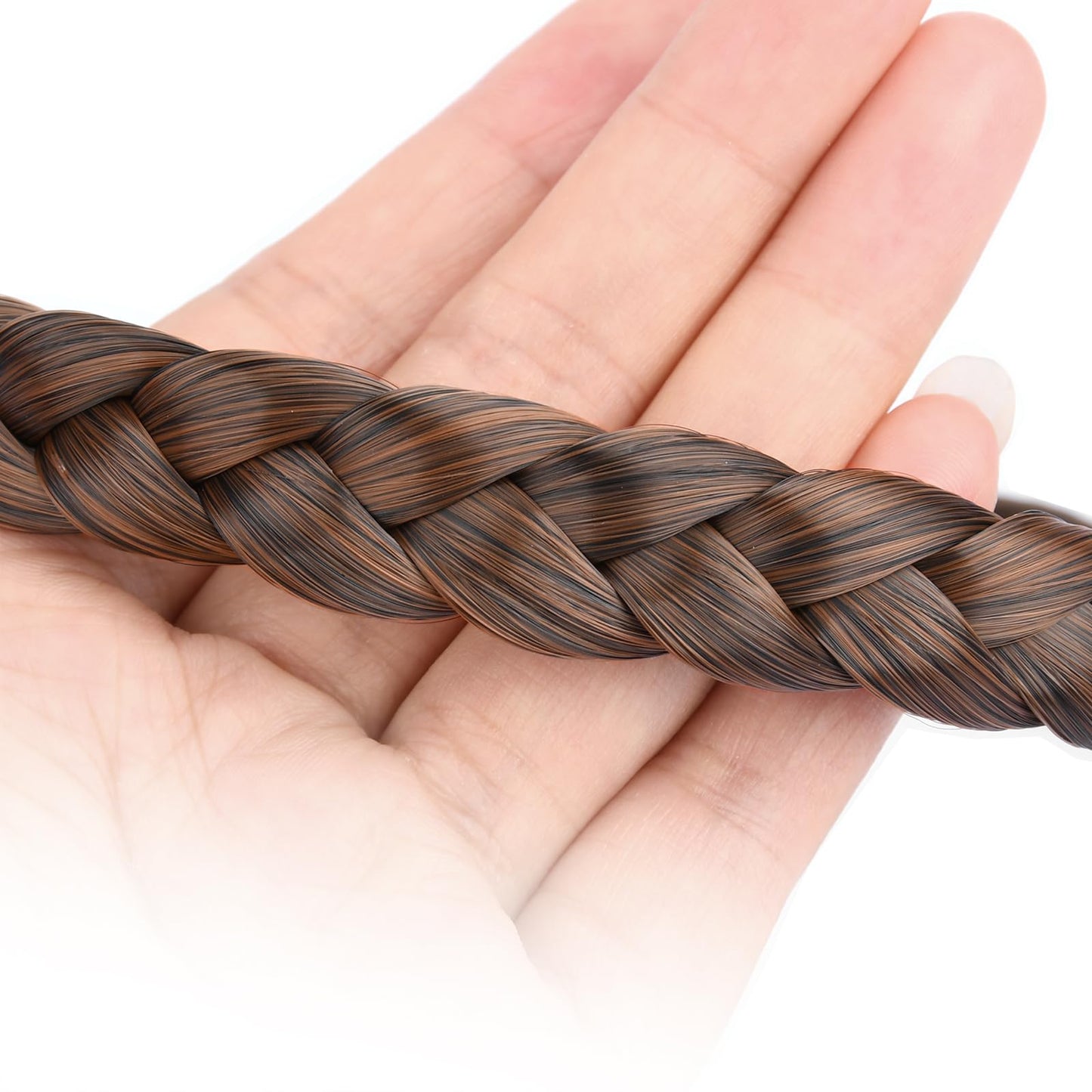 Gledola Braided Headband With Teeth Braids Hairband With Tooth Synthetic Hair Band Plaited Hairband For Women (Copper Brown)