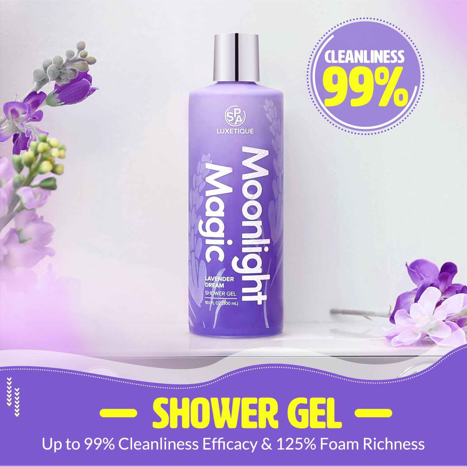 Spa Luxetique Spa Gift Sets for Women, Body Spray for Women, 3 Pcs Lavender Relaxing Spa Kit with Shower Gel, Body Cream,Body Mist, Perfect Birthday Gifts for Moms, and Special Occasions,Unique Gift