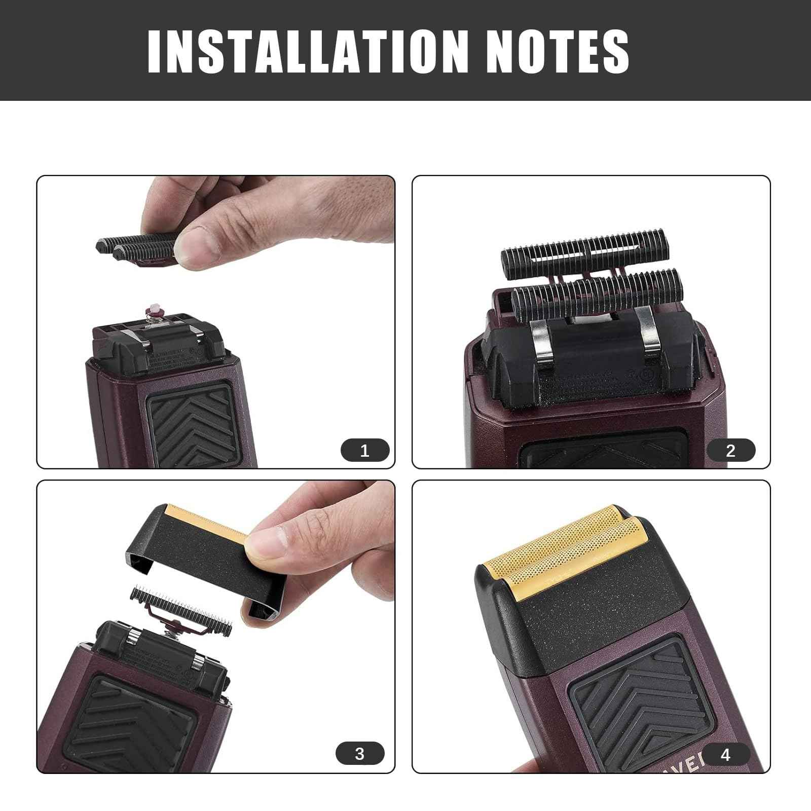 Pro 5 Star Series Finale Shaver Replacement Foil and Cutter Bar Assembly Compatible with wahl Shaver Model 7031-100/7043-100-For men's shaving- 2Pcs Black