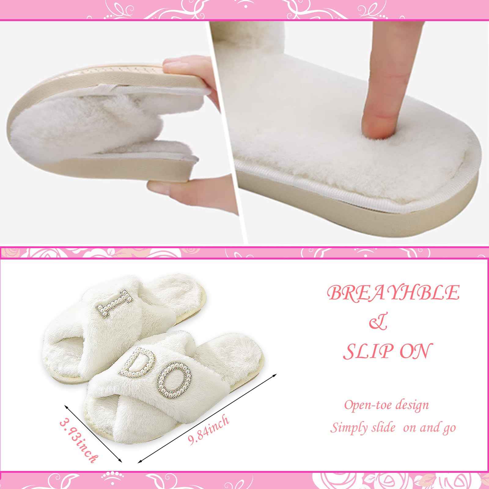 Tkifoda Bride to Be Gift Set - I Do Bride Slippers, Robe, Hair Claw, Makeup Bag - Bridal Shower & Wedding Gift