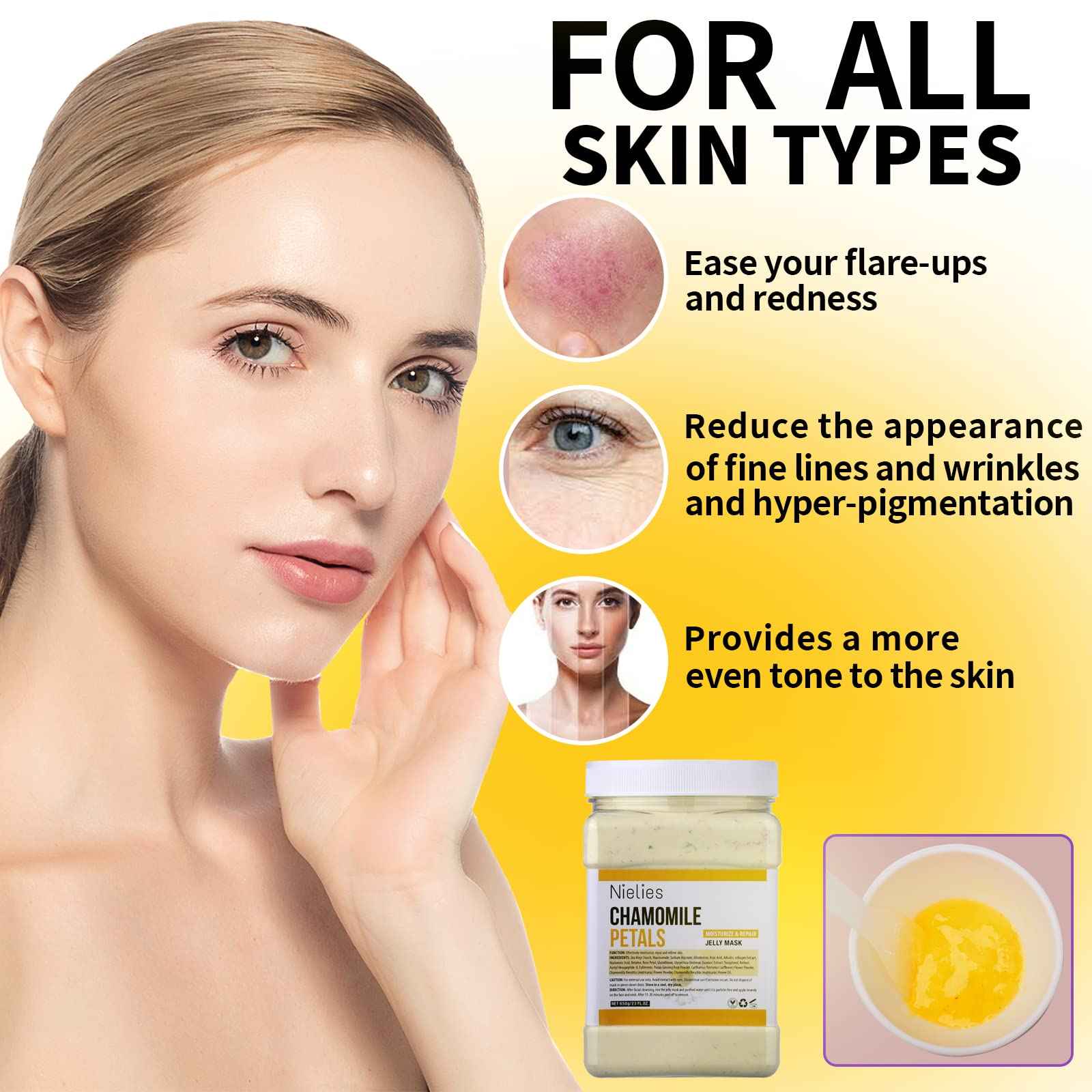 Nielies Lavender + Chamomile Patel Jelly Mask, Facial Skin Care- Collagen Peel-Off Jelly Mask Set For Facials, Face Mask For Instant Hydration, Vegan Peel Off Face Mask, For Anti-Aging