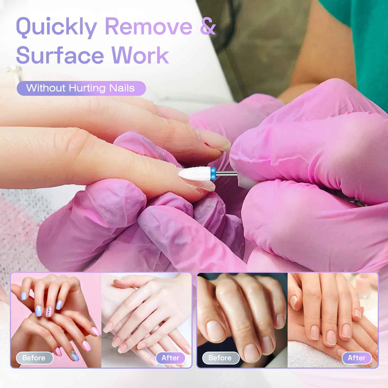 30PCS Nail Drill Bits Set with Holder Case, 3/32 Inch Professional Efile Cuticle Nail Bits for Nail Drill, Ceramic Diamond Carbide Drill Bits for Acrylic Gel Removal Polish Nail Tech (Purpe)