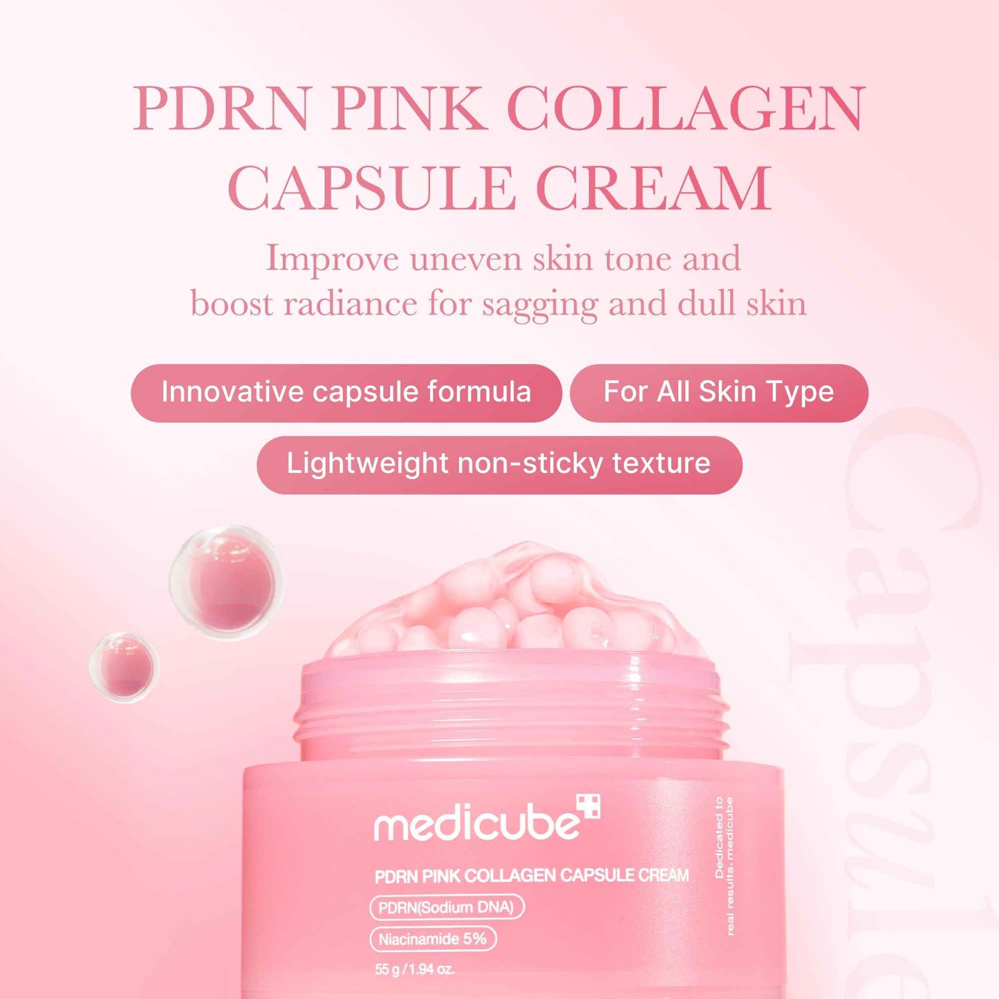 PDRN Cleanse & Hydrate Duo: Salmon DNA PDRN Pink Collagen Capsule Cream and PDRN Jelly to Foam Cleanser | Lightweight Gel to Foam Cleanser and Moisturizer For Uneven Skin Tone | Stocking Stuffers