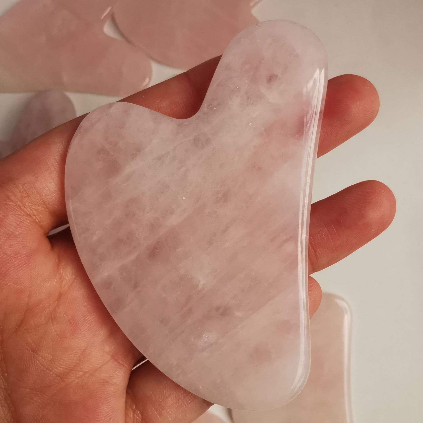 Loveliome Gua Sha Crystal Jade Stone Board for Skincare, Scraping Face Back Massage Relax Therapy Trigger Point Treatment (Rose Quartz)