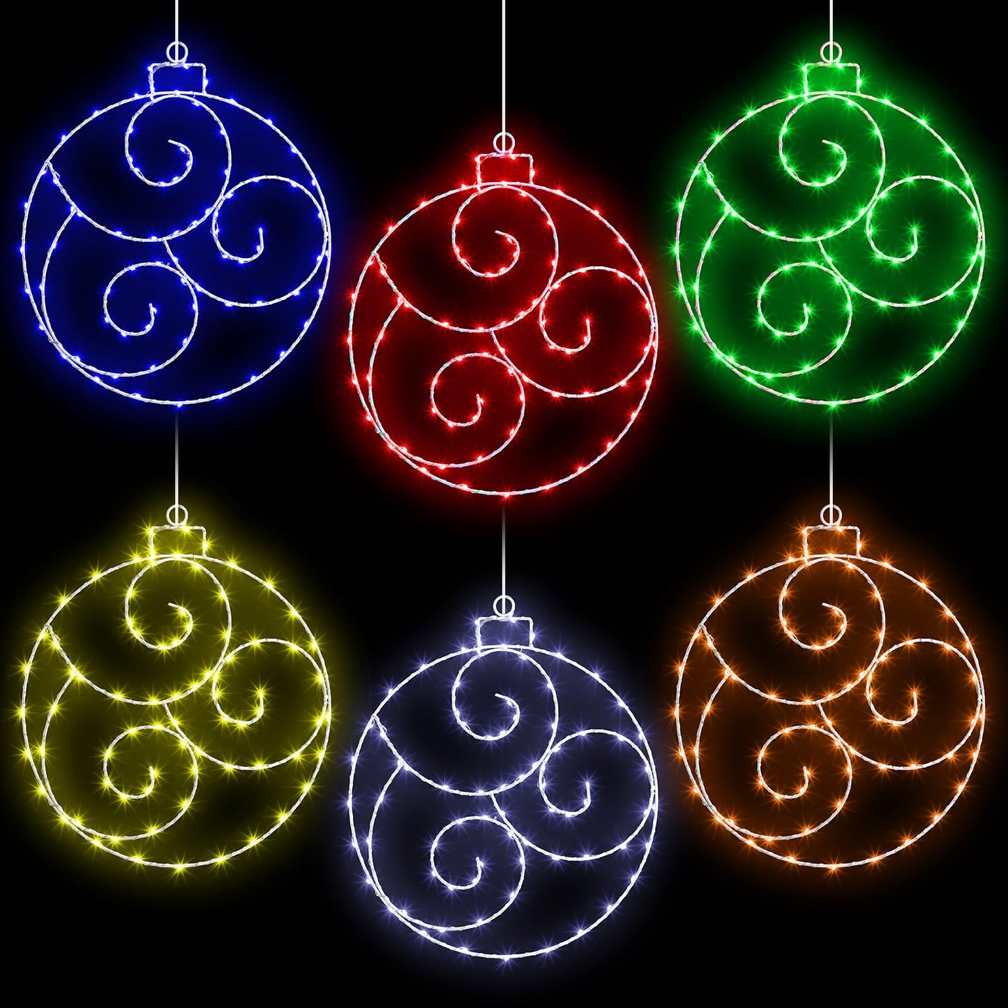 6 Pcs 12 Inch Solar Christmas Outdoor Light Decoration Christmas Window Lights Hanging Ball LED Light Waterproof 60 Light with 8 Flicker Modes for Garden Tree Holiday Party Fireplace Decor