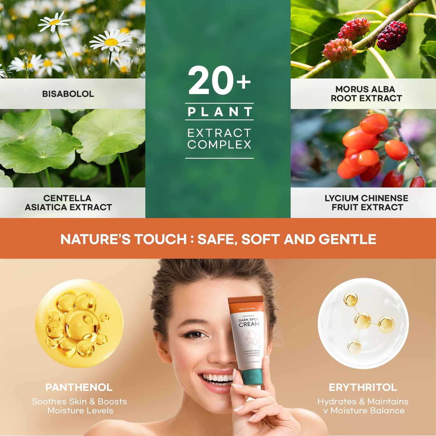 Natural Vine Dark Spot Corrector: Dark Spot Remover for Face and Body - Age Spot Brown Spot Sun Spot Remover Faded Spot Melasma Freckles Correcting - With Niacinamide for Women and Men 60g 2Pcs