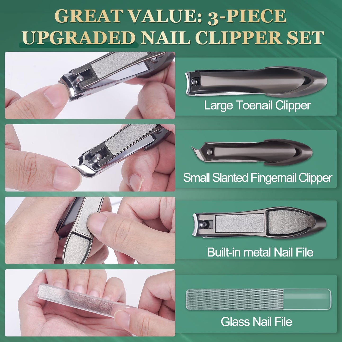 Nail Clippers Men Women Gifts, Graduation Gifts for Him Cool Dad Gifts from Daughter Wife Son Father Birthday Ideas Ultra Sharp Sturdy Heavy Duty Self-Collecting No Splash Fingernail Toenail Cutter