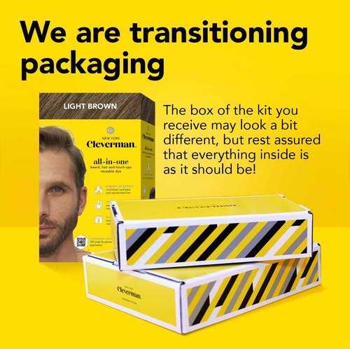 2X Pack Cleverman Hair & Beard Dye Kit for Men, All-in-One Reusable Mens Hair Color, Natural Gray Coverage, Ammonia-Free Beard Mustache Dye for Men (Auburn)