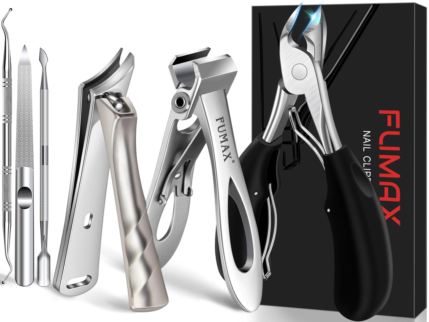 Nail Clippers for Thick Nails & Toenails, Straight Toenail Clippers with Wide Jaws for Seniors, Upgraded Slanted Toe Nail Clippers for Ingrown Toenails, Heavy Duty Large Fingernail Clipper for Men