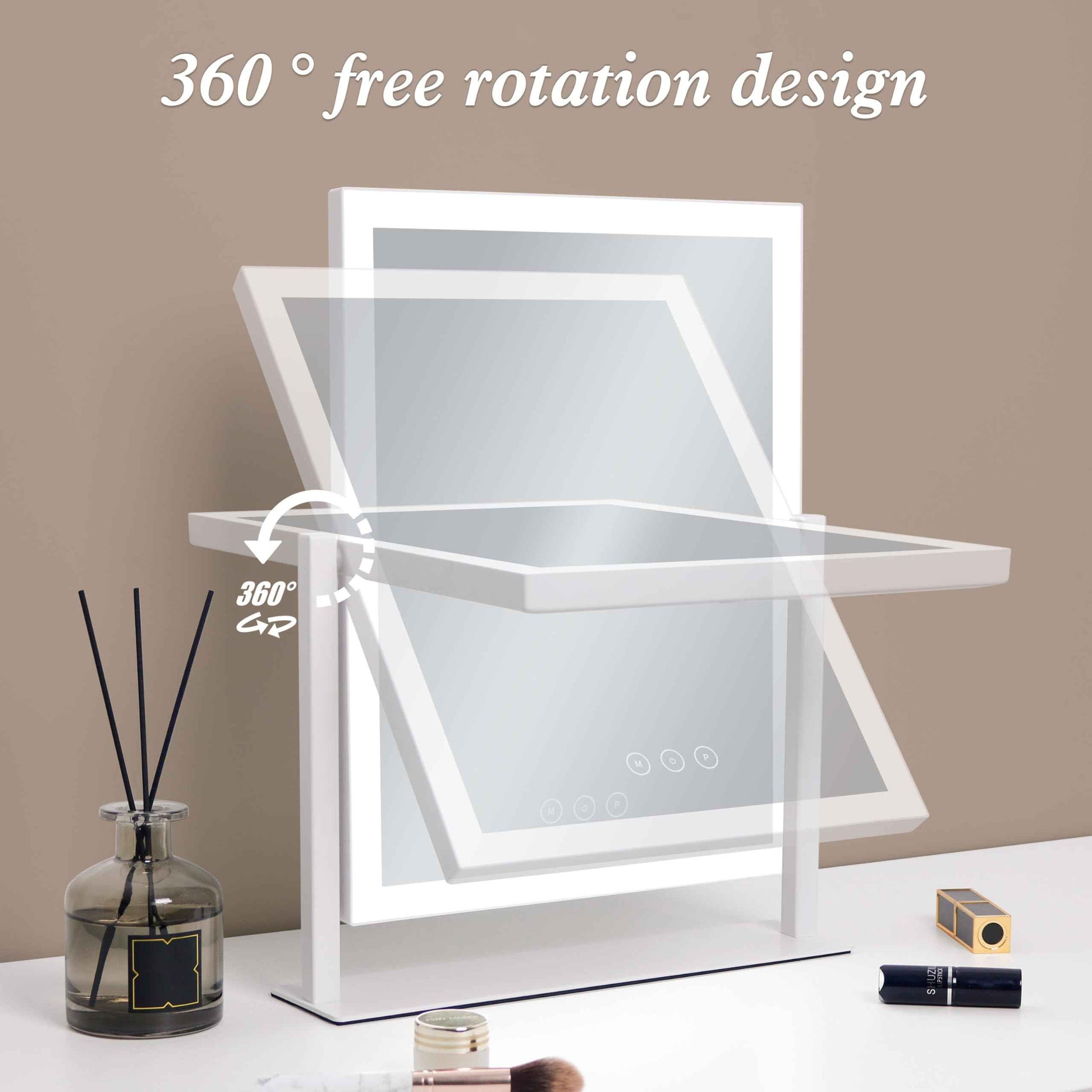 Yumelivi LED Vanity Mirror with Touch Controls, Tabletop Makeup Mirror with Bright Lighting, White