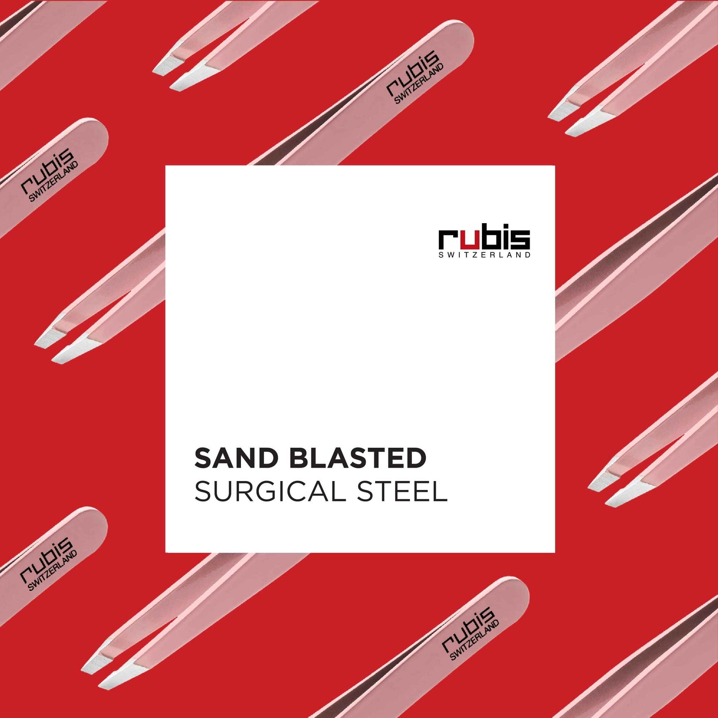 Rubis Classic Stainless Steel Slanted Tweezers for Precise Eyebrows and Hair Removal, 1K108, Pink,Rubis Switzerland Swiss Made World Renowned Precision