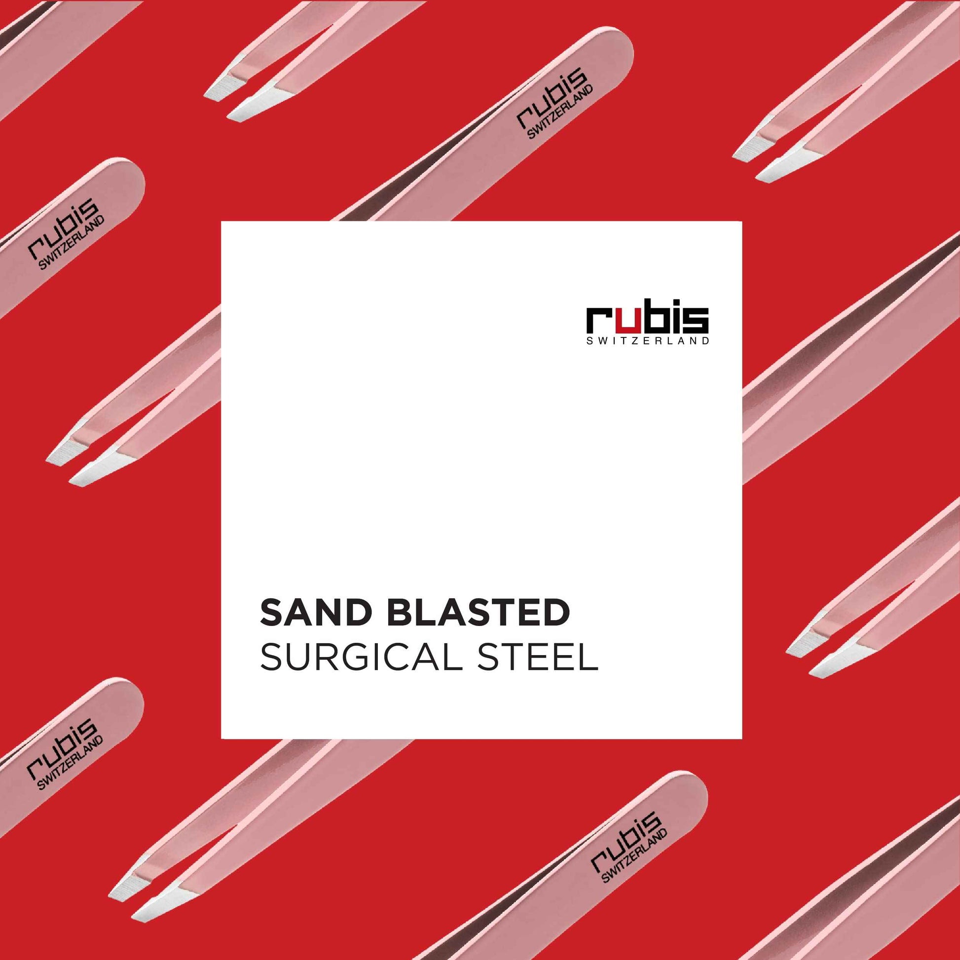 Rubis Classic Stainless Steel Slanted Tweezers for Precise Eyebrows and Hair Removal, 1K108, Pink,Rubis Switzerland Swiss Made World Renowned Precision