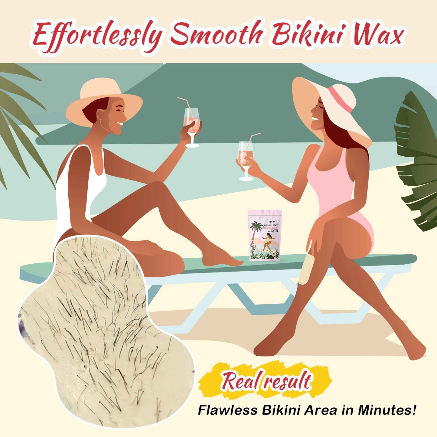 Ajoura 2.5 lb Wax Beads for Hair Removal - Premium Hard Wax for Coarse Hair, Ideal for Brazilian Bikini, Legs, Face, Underarms, Arms, Chest, Back - Sensitive Skin for Efficient Home & Salon Waxing